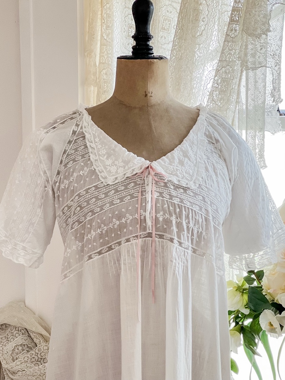 Edwardian Maternity Nightgown Nursing Nightgown Size L/XL - Picture 5 of 15